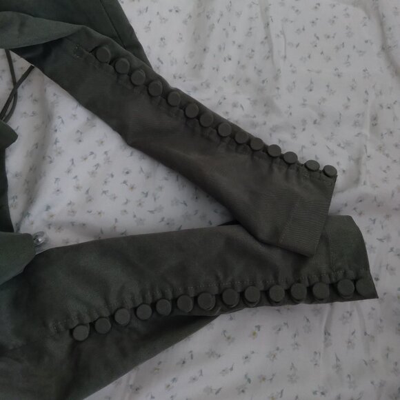 Revolve L'Academie Duffy Victorian Style Puff Sleeve Blouse in Olive Green - Picture 5 of 7